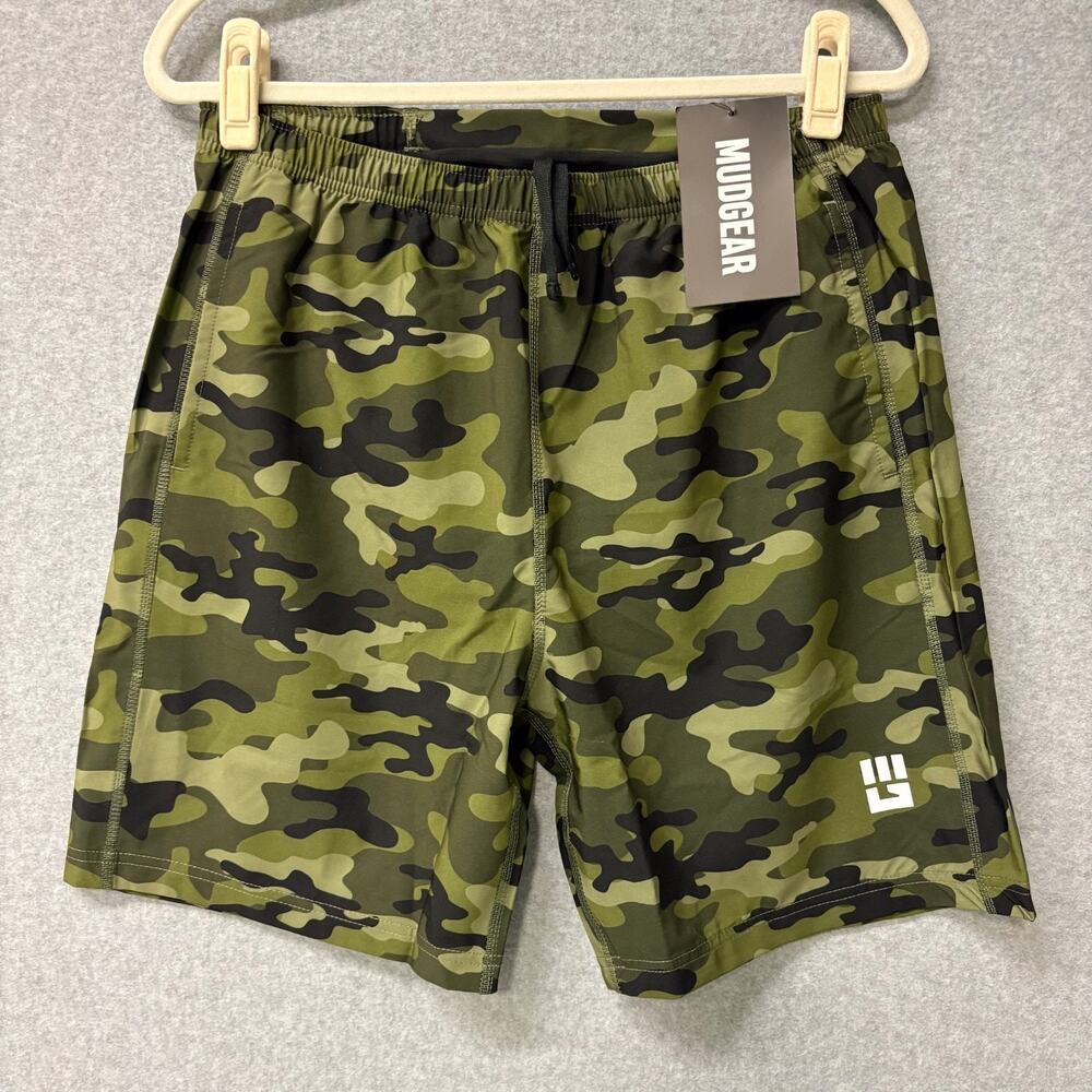 MudGear Freestyle Running Shorts Men’s Medium Green Camo 7” Liner NWT